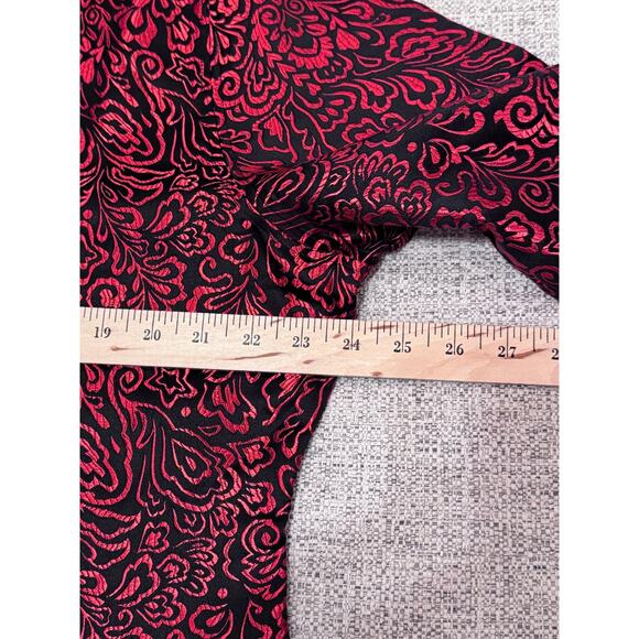 Chico's Additions Red Black Design Textured Button Up Jacket Sz 3 (XL) - Picture 8 of 8